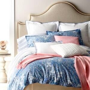 RALPH LAUREN $290 NWT Blue & White Floral 2 KING Shams SET